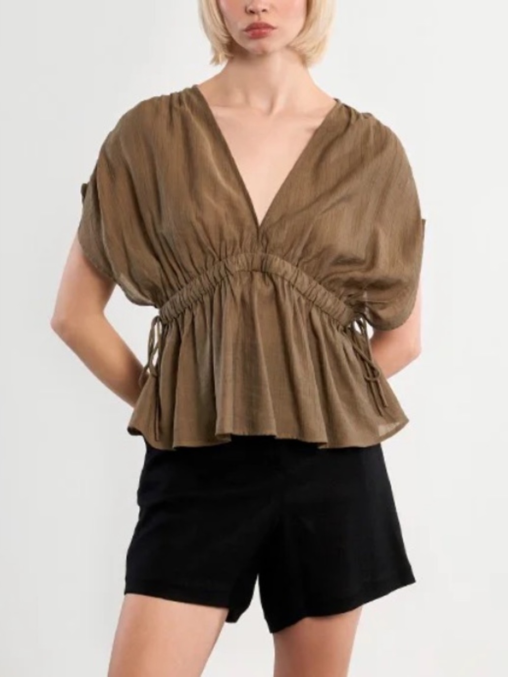 Lili Sidonio green vneck blouse size large